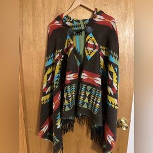 Colorful Geometric Pattern Poncho